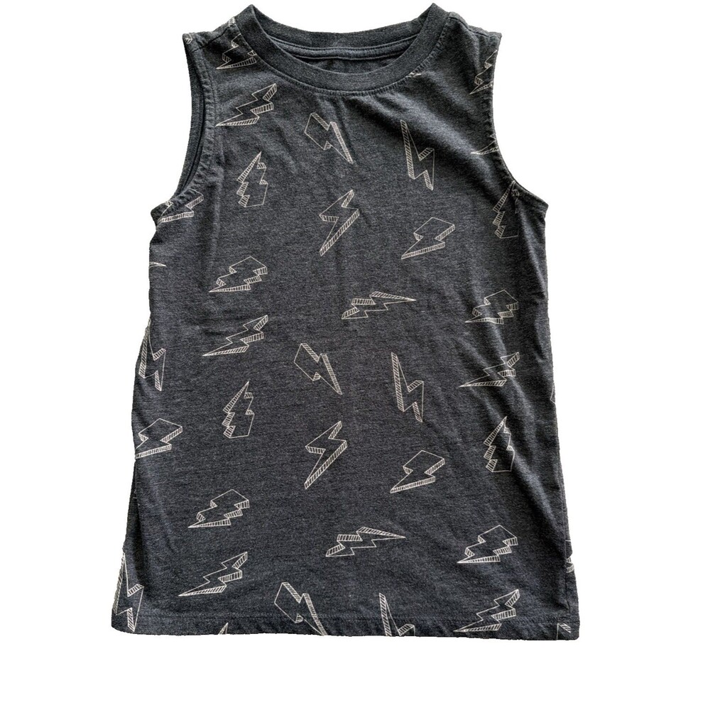 Boys Cat & Jack Tank Grey Lightening Size:6/7 S Sleeveless Shirt